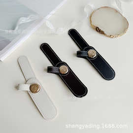 新款简约金属插孔皮对扣外套大衣服饰纽扣皮具配件辅料皮袢皮搭扣