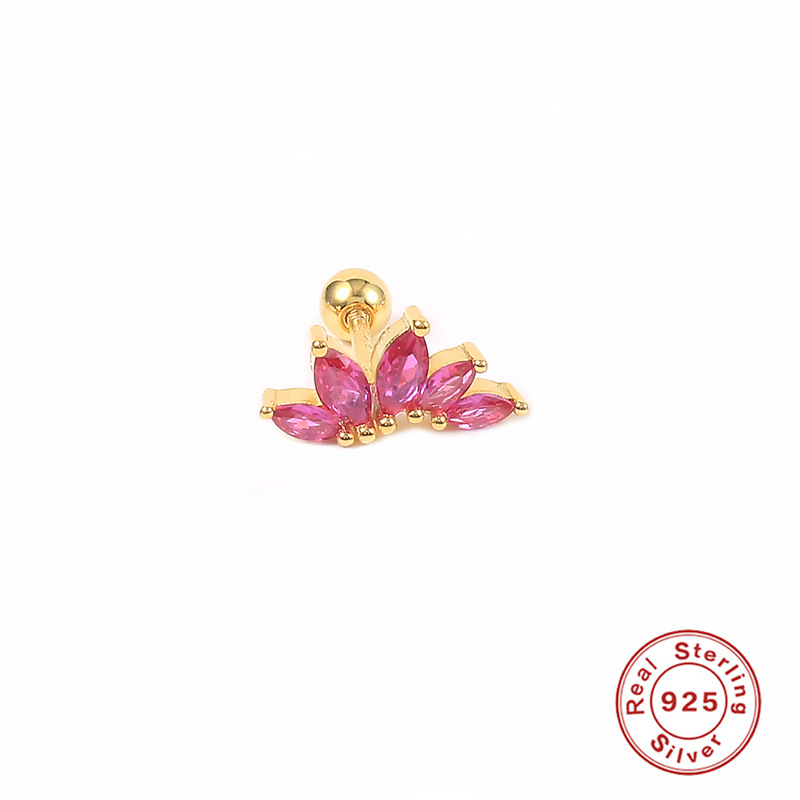 3g Weight Zircon Inlay Material Ear Studs Classification 1 Piece Quantity Daily Occasion 925 Sterling Silver Material Geometric Pattern Women'S Gender Plating Design Fashion Style 1 Piece Ear Cartilage Rings & Studs Fashion Geometric 925 Sterling Silver Plating Zircon 9
