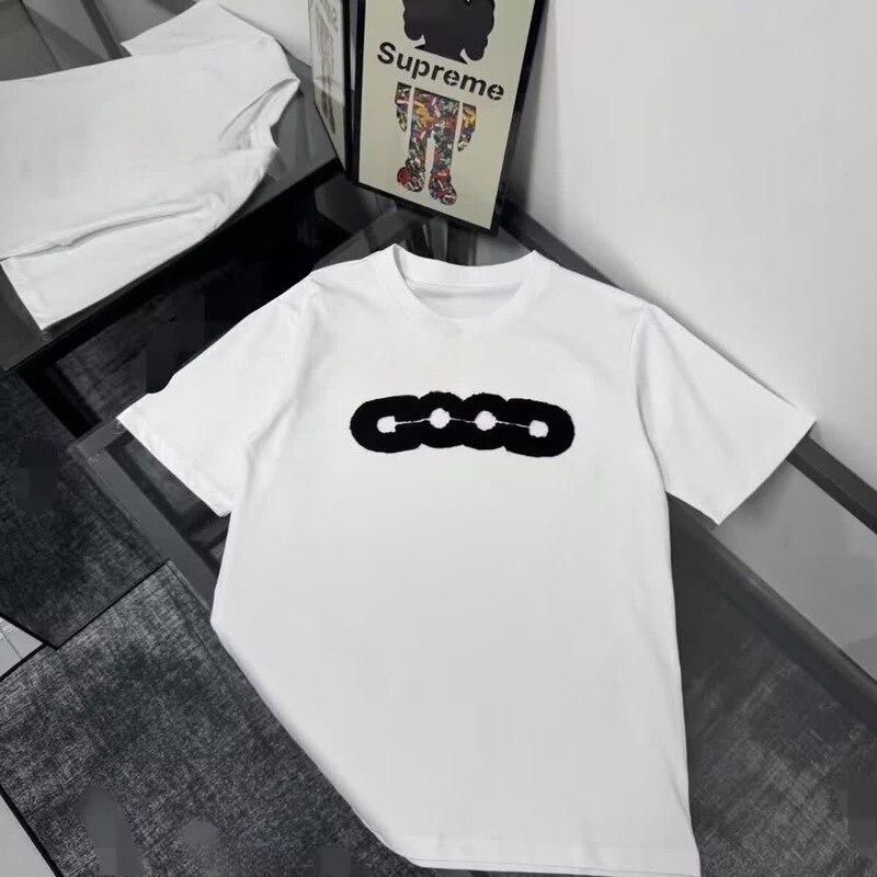 ファッションブランド純綿夏2025ライト高級タオル刺繍ラウンドネックハンサムトップ半袖Tシャツ多用途新スタイル|undefined