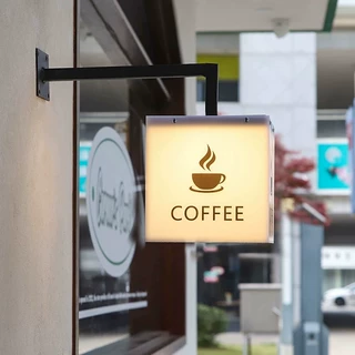 双面吊挂亚克力灯箱广告牌招牌门牌展示牌发光字白色定制门头店招