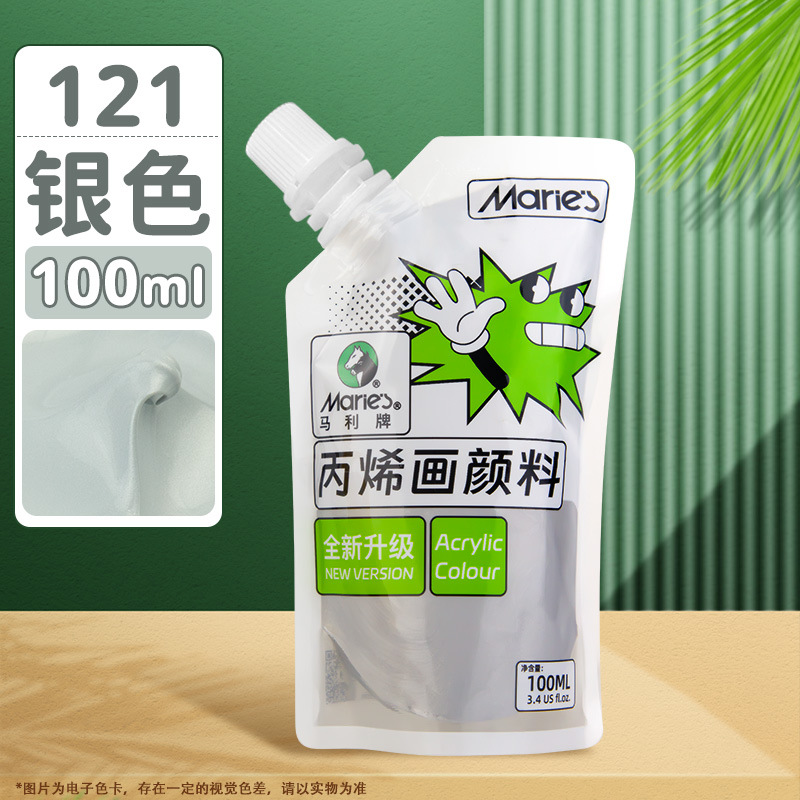 Pintura acrílica Marley en bolsa, paquete de recarga de 100 ml, juego de acrílico sin formaldehído para estudiantes de arte, graffiti, resistente al agua