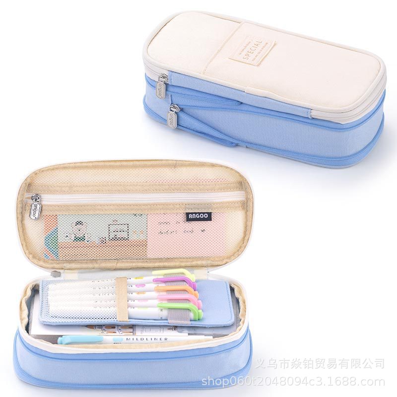 Estuche para lápices japonés de gran capacidad de alto valor Bolso de papelería de lona simple coreano para estudiantes de secundaria para niños y niñas Estuche para lápices lindo