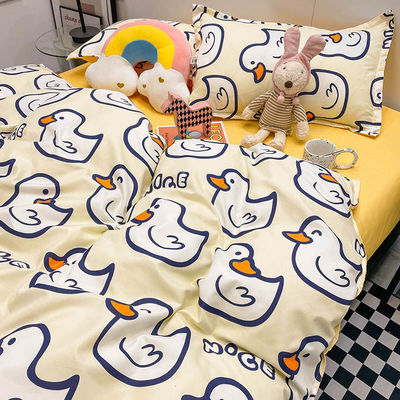 The bed Quilt cover Four piece suit Quilt cover Spring and summer Washed cotton Single dormitory Supplies girl student quilt sheet Three