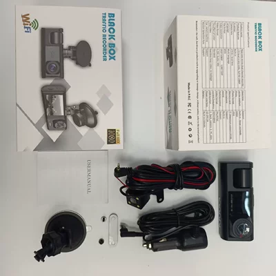 Cross-border 2inch Screen Wi-Fi Dashcam 3-Channel HD 1080P Three-Lens Parking Monitor with Night Vision for Vehicle Use (Driving recorder) - t717-with-wifi-standard-configuration-with-3-recordings