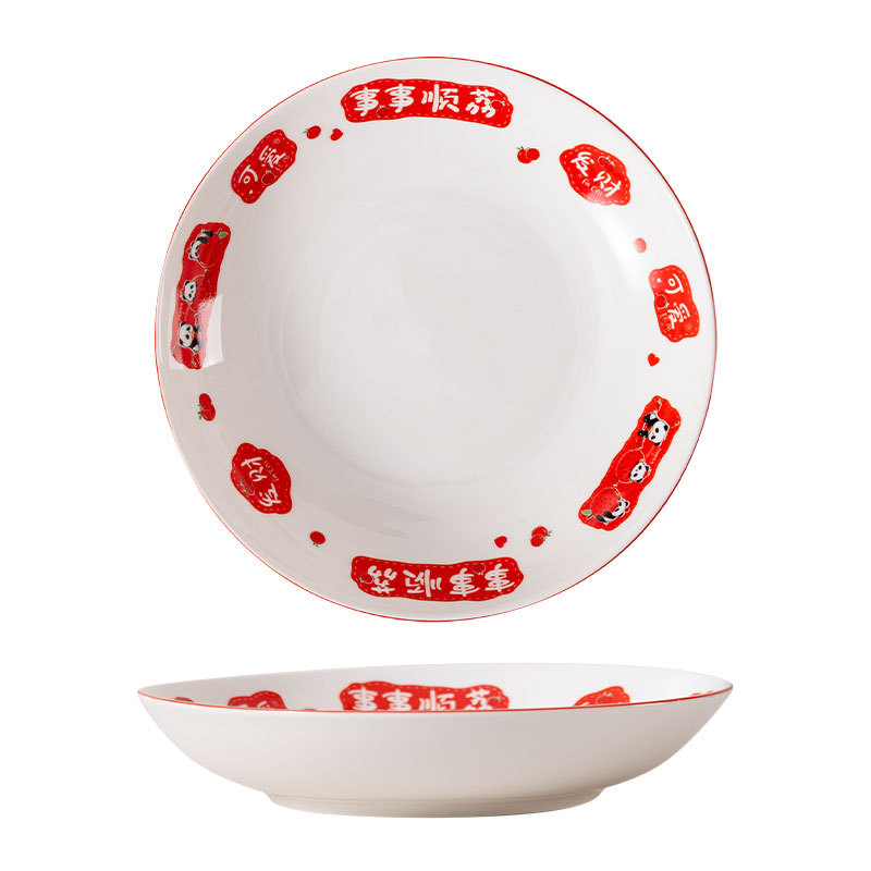 Plato de cerámica de alto valor, platos de cerámica, platos caseros, platos de flores de alta temperatura, platos de platos