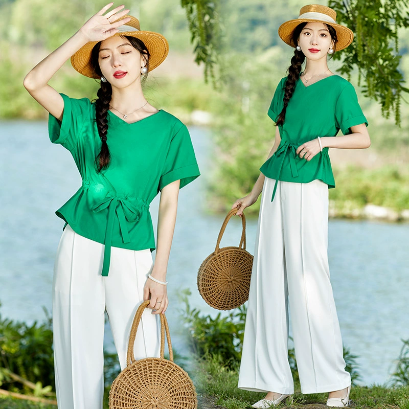 Shuiyiyuan 20052C топ из двух частей, свободные брюки, ощущение сильного падения и ощущение прохлады.