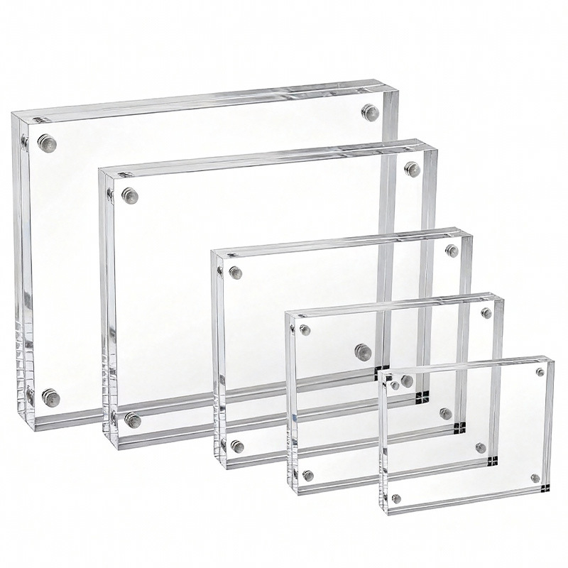 批发优惠亚克力强磁双面玻璃相框高透明水晶摆台价格牌台卡磁吸