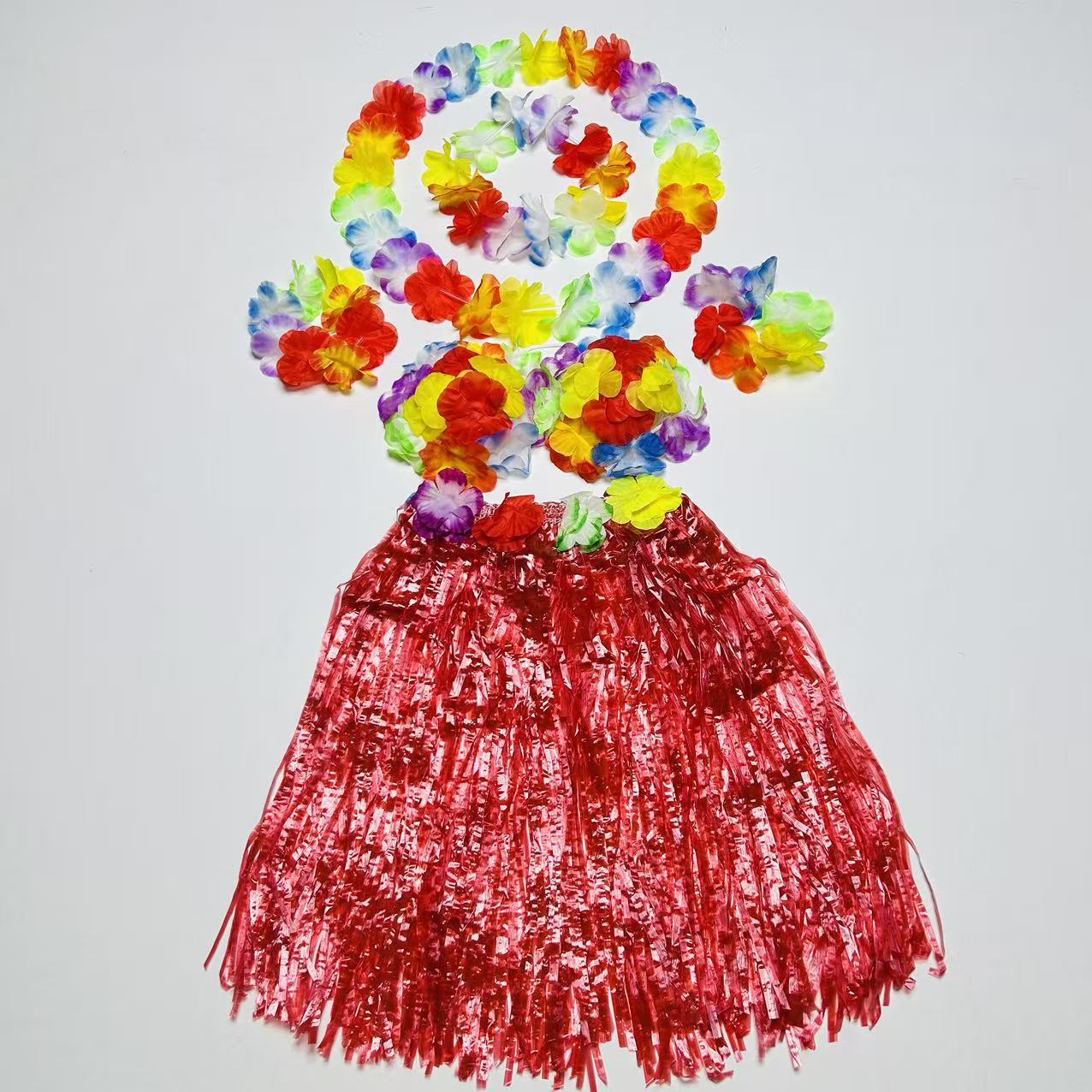 24 pares de flores transfronterizas flores 12 pares de flores 6 pares de falda hawaiana set de baile del día de los niños vestido de fiesta