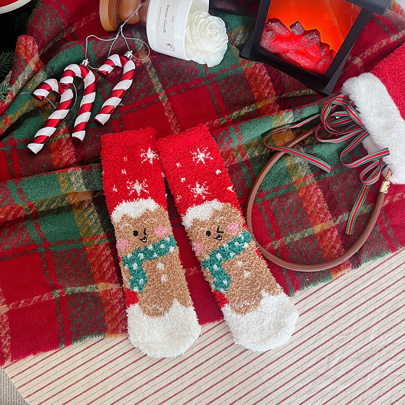 Calcetines Navideños Térmicos para Mujer de Terciopelo de Coral Engrosados para Invierno image 6