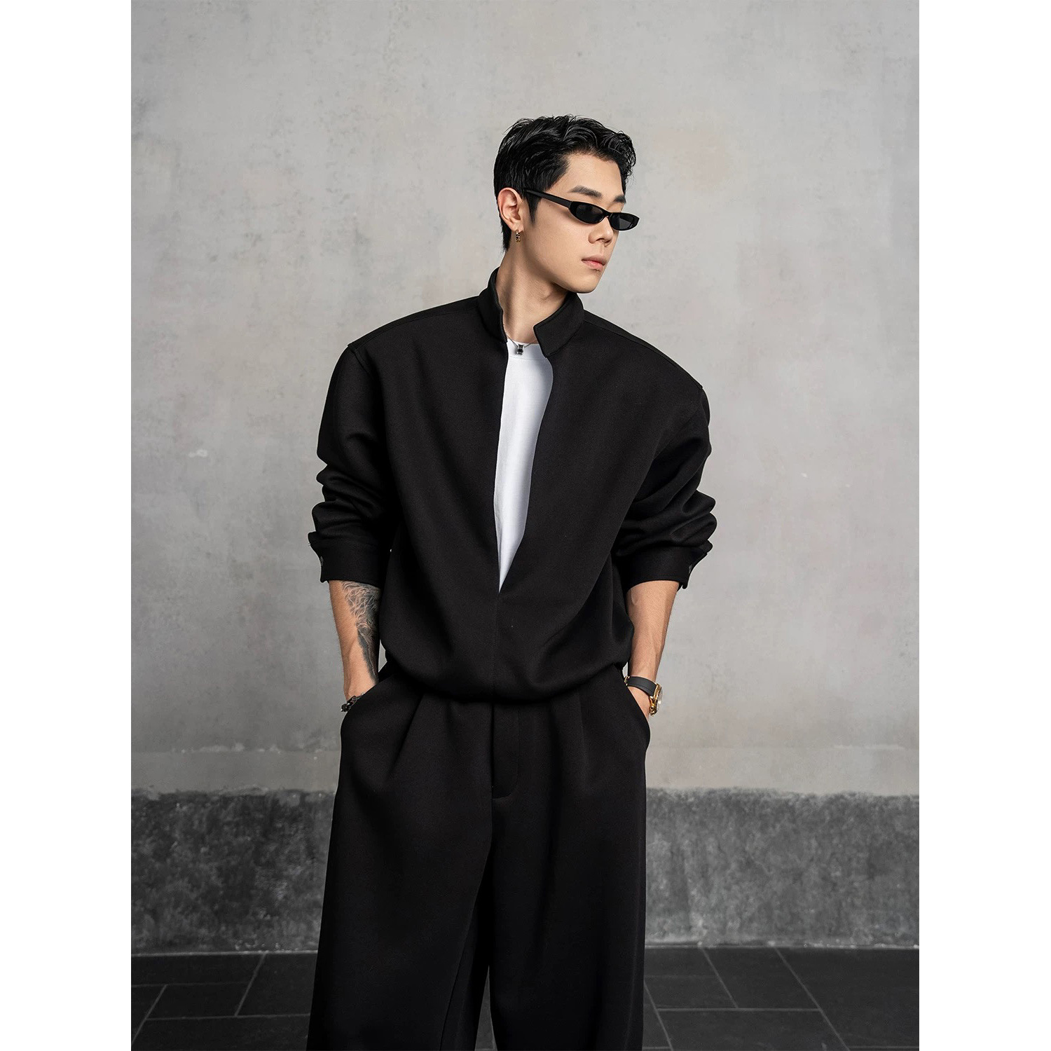 2026 primavera y otoño nuevo hombre moda coreana suelta juego de cuello de polo camiseta pantalones casuales de dos piezas marca de moda hombre