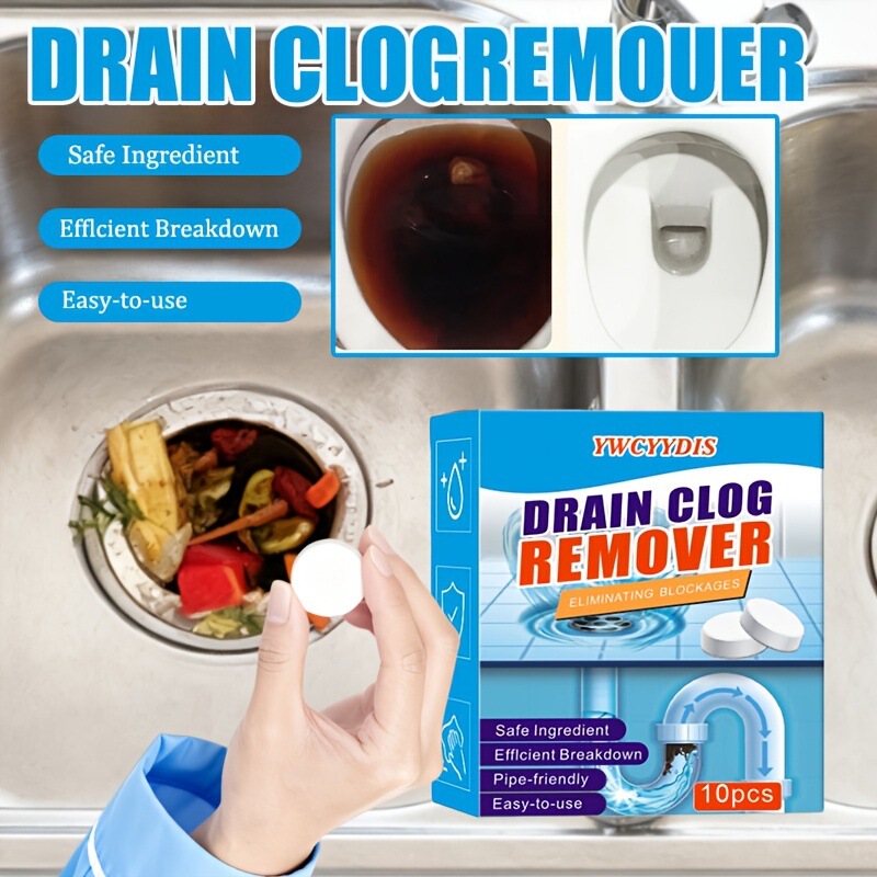 Pipe Cleaning Effervescent Tablets, Powerful Dissolving Agent for Kitchen Floor Drains and Toilets, Descaling and Deodorizing Cleaning Products, Manufacturer's Supply