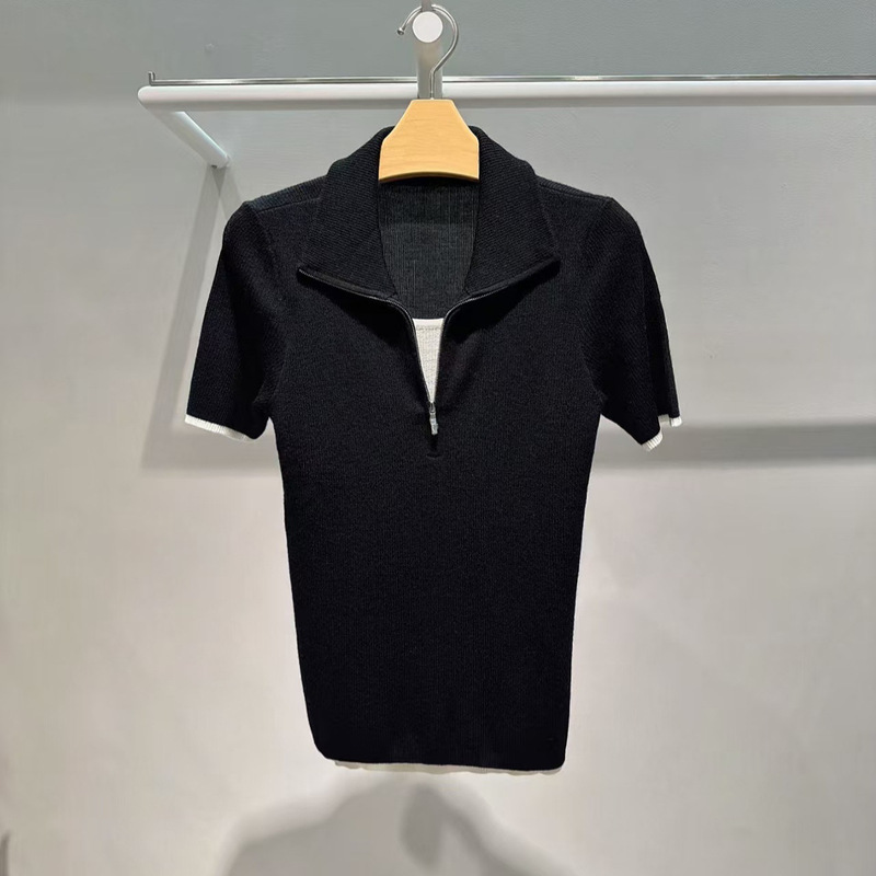 In stock 2026 autumn new product old money style merino wool polo zip-up faux two-piece knit sweater 5H7232811 In stock 2026 autumn new product old money style merino wool polo zip-up faux two-piece knit sweater 5H7232811