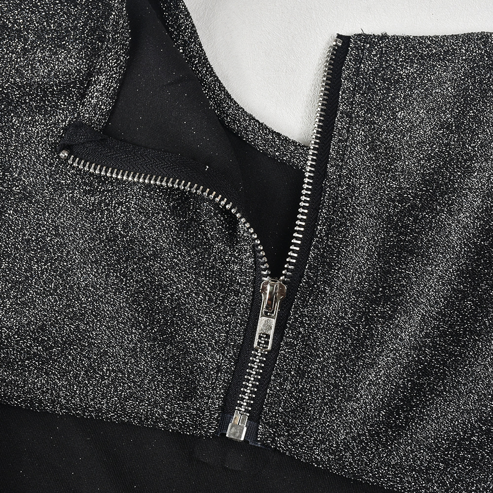 High Elastic Tight Sexy Cutout Zipper Silver Silk Jumpsuit Women