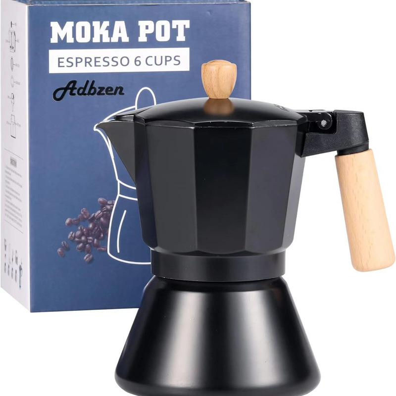 Cross-border in stock 6-person 300ml Italian bottom-covered aluminum coffee pot electromagnetic induction mocha pot Turkish pot