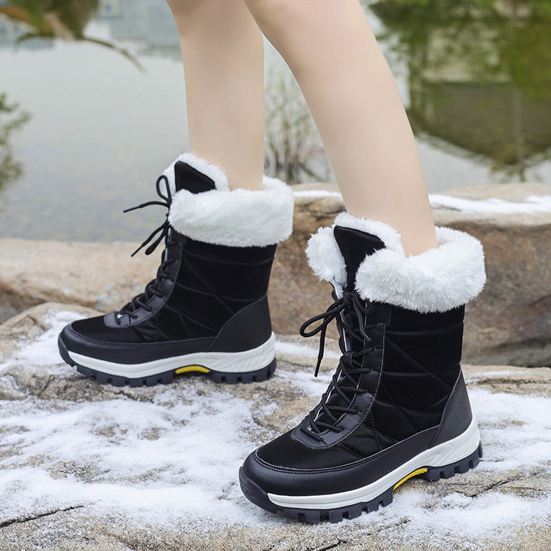 Botas de Nieve de Caña Media para Mujer, PU, Térmico, para Uso Diario