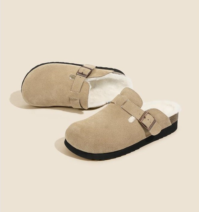 두꺼운 밑창 4cm 라이트카키 벨벳 안감