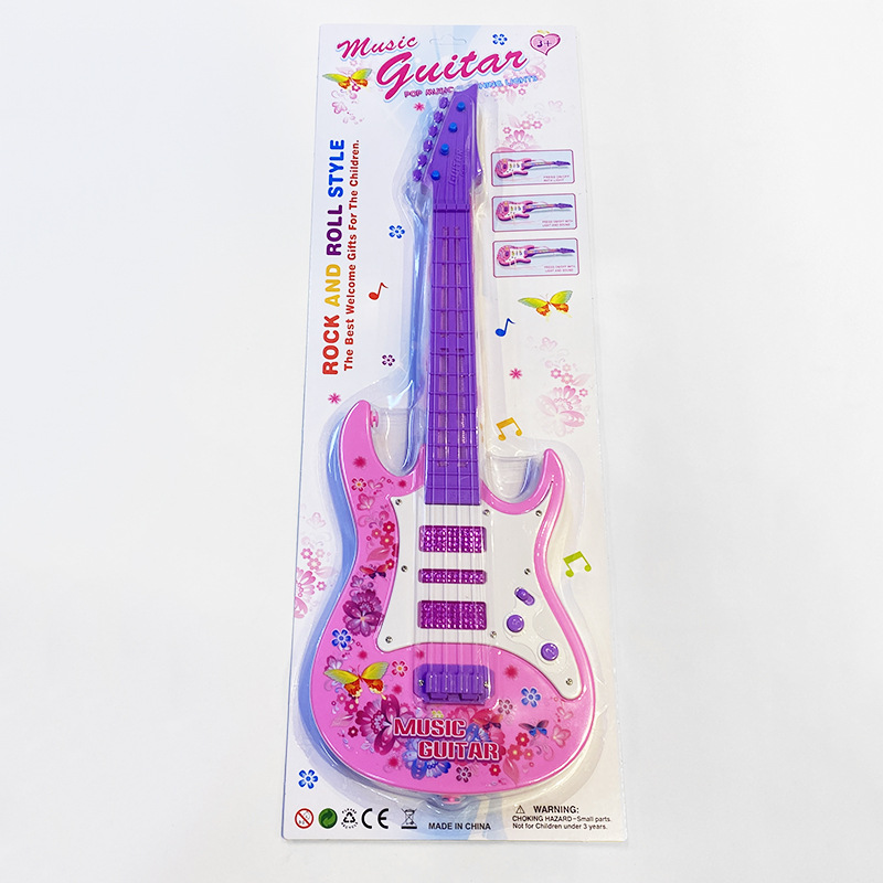 Transfronterizo Nueva simulación de música flash de guitarra de música de luz ABS guitarra de instrumentos musicales para niños guitarra