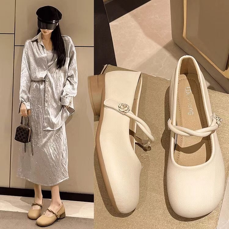 Elegant and gentle shoes with soft soles, new French-style shallow Mary Jane shoes for women, 2026 spring-summer collection, with chunky heels Elegant and gentle shoes with soft soles, new French-style shallow Mary Jane shoes for women, 2026 spring-summer collection, with chunky heels