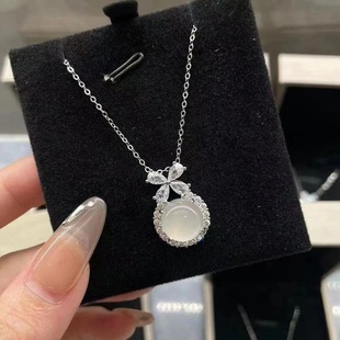 Pendant white jade with zircon with bow, fashionable chain for key bag , 2026 years