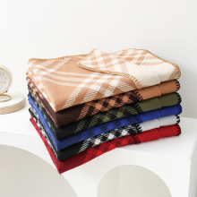 双面格子围巾女冬季保暖羊毛围巾秋冬天韩系氛围感仿羊绒围巾批发