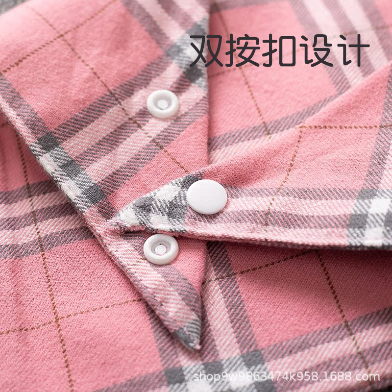 Bebé de algodón bebé babero triángulo BiB Snap de doble capa babero recién nacido niños bufanda a cuadros cuatro estaciones