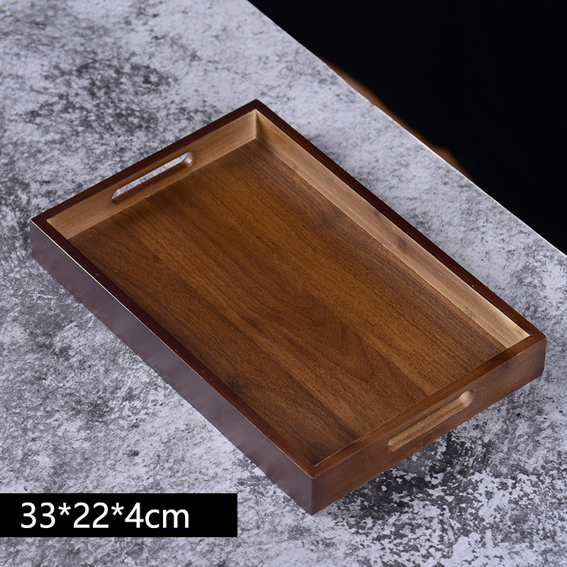 Dark brown-handle tray [33*22cm]