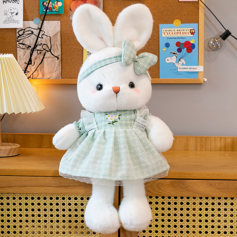 外国貿易のかわいい花のスカートのウサギのぬいぐるみの漫画の超萌はウサギの子供のバレンタインデーの誕生日のプレゼントをなだめます。