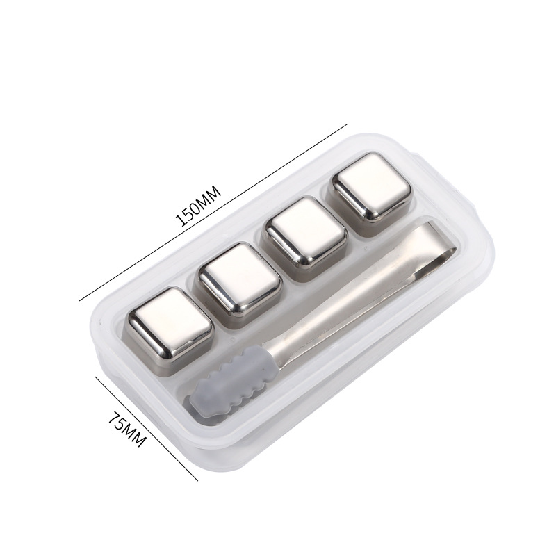 304 cubo de hielo de acero inoxidable whisky partículas de hielo de metal cubo de hielo congelado rápido vino creativo conjunto de piedra de vino de hielo se puede personalizar LOGO