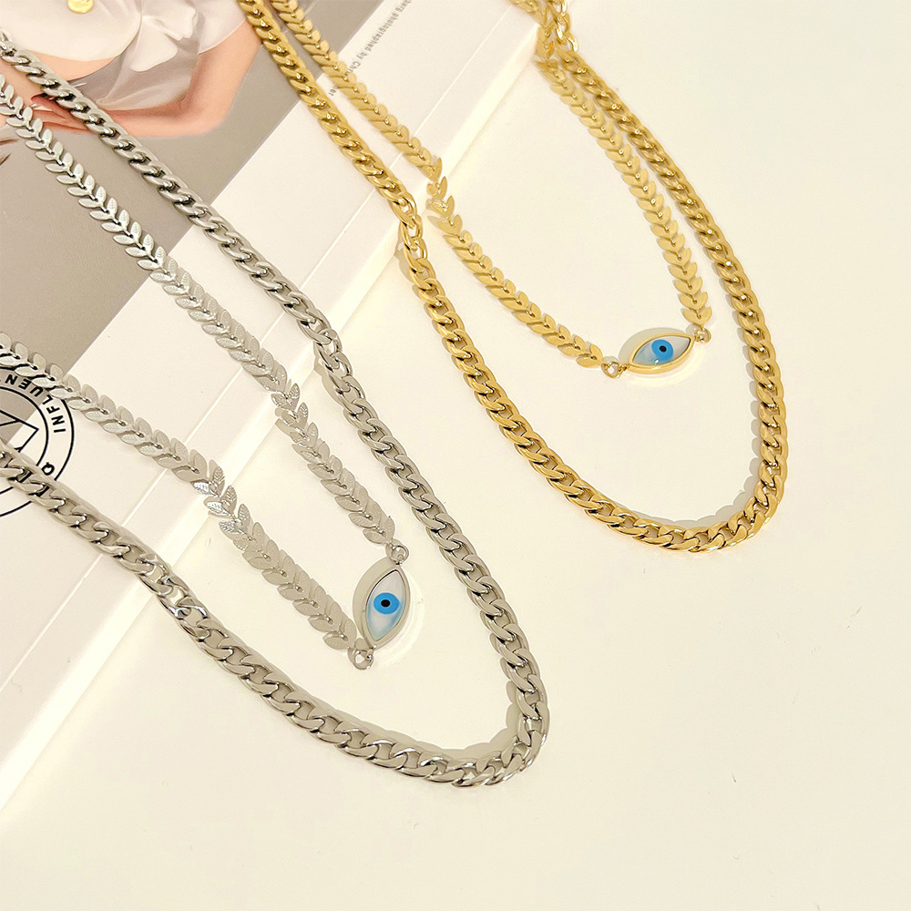 Fashion Devil'S Eye Stainless Steel Necklace Plating Stainless Steel Necklaces_colorza_3