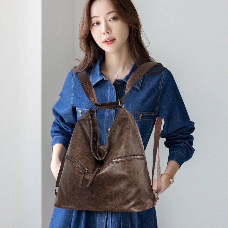 Premium Fashion Leather Waterproof Backpack & Crossbody Bag For Women, 2-In-1 Commuter Tote And Shoulder Bag - Thumbnail 3