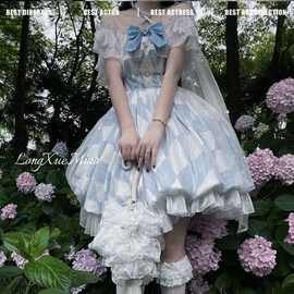 lolita洛丽塔天空之镜爱丽丝优雅一字肩花苞连衣裙图片色针织面料