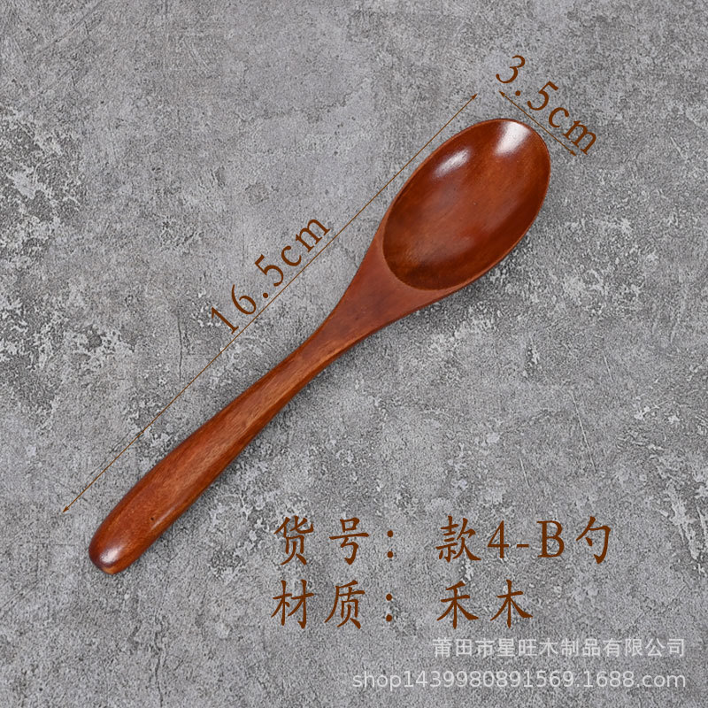 Suministro directo de fábrica cuchara de madera creativa cuchara de grado de comida occidental color sólido cuchara larga tenedor cuchara de madera al por mayor