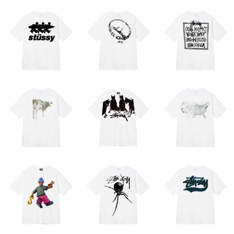 6Stussy Stu2024 New Style T-Shirt for Men and Women, Short-Sleeved T-Shirt with Cow Print, Summer Loose Fit 6Stussy Stu2024 New Style T-Shirt for Men and Women, Short-Sleeved T-Shirt with Cow Print, Summer Loose Fit