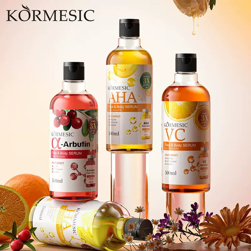KORMESIC全英文AHA面部&身体精华液Serum滋润跨境外贸厂家批发