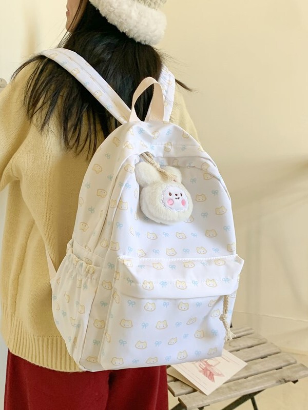かわいい蝶結びの学生のかばんの漫画の猫の少女のリュックサックの日系の中学生の大学生のリュックサック|undefined