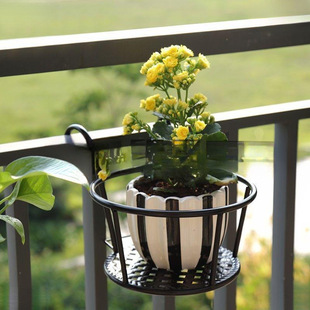 Wall-Mounted Simple Flower Pot Rack Anti-Theft Railing Hook Household Balcony Flower Rack Iron Hanging Flower Rack Balcony External Wholesale