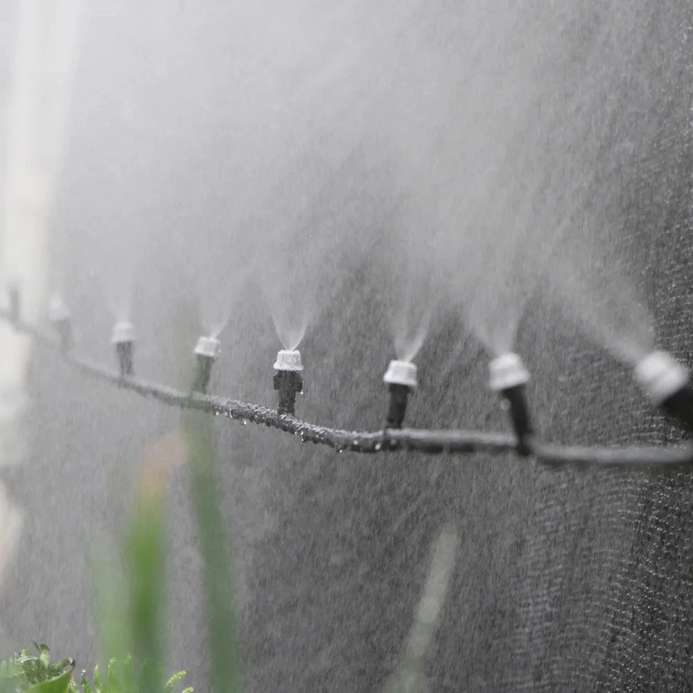 Riego de jardín aspersor de atomización gris sistema de riego por goteo de patio regador automático de flores rociador de polvo de enfriamiento micro aspersor