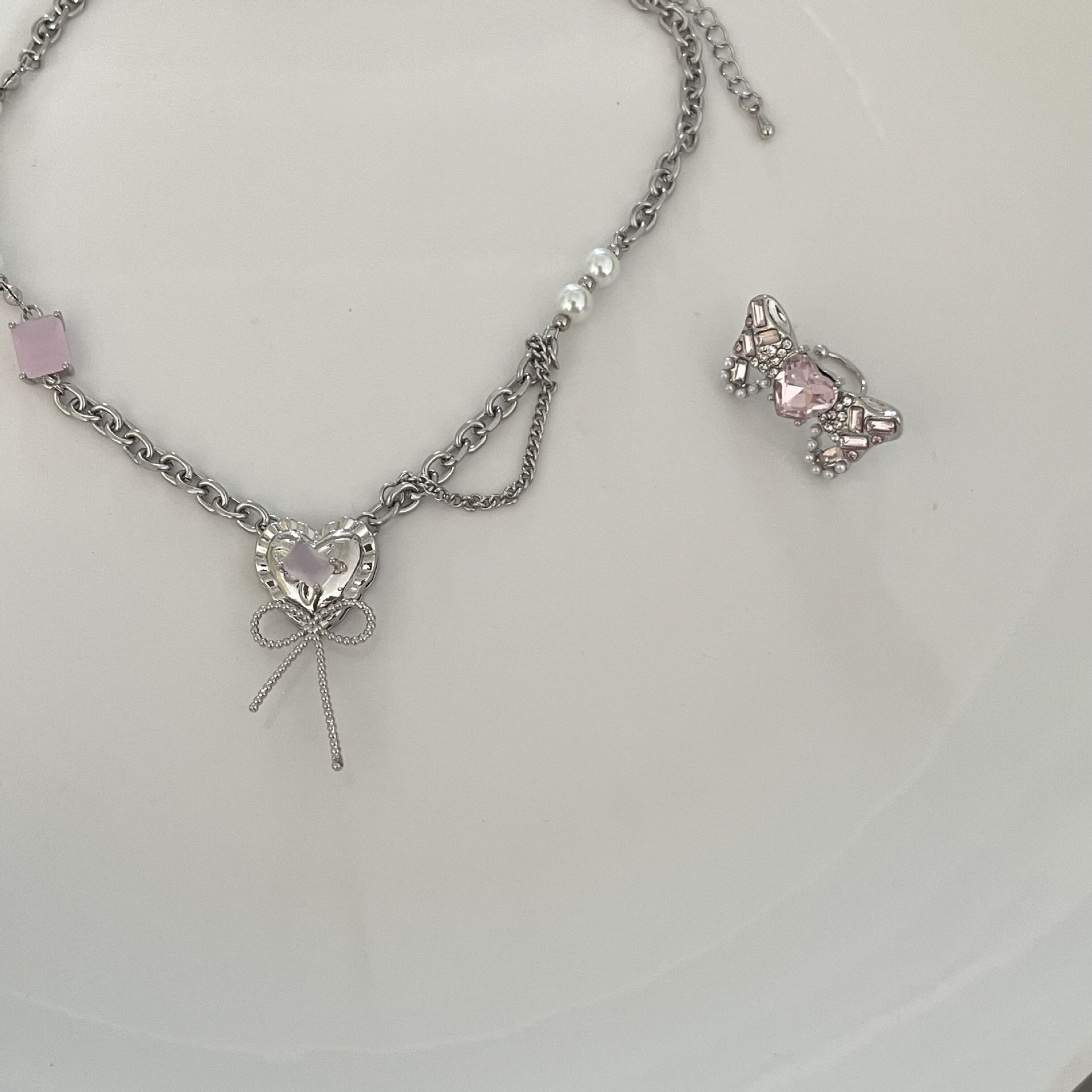 Fashion Heart Shape Alloy Inlay Rhinestones Womenu0027S Pendant Necklace