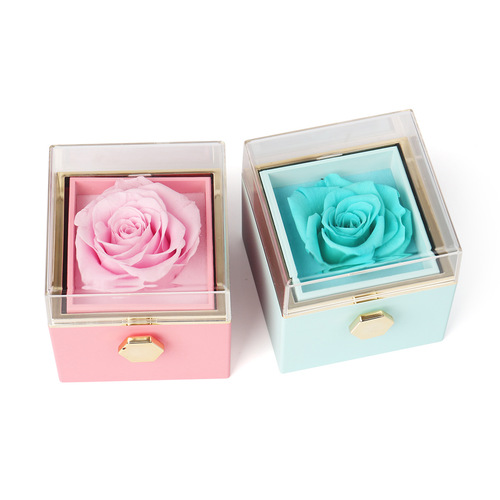 Creative rotating eternal flower jewelry box ring box necklace box birthday Valentine's Day wedding box jewelry packaging box