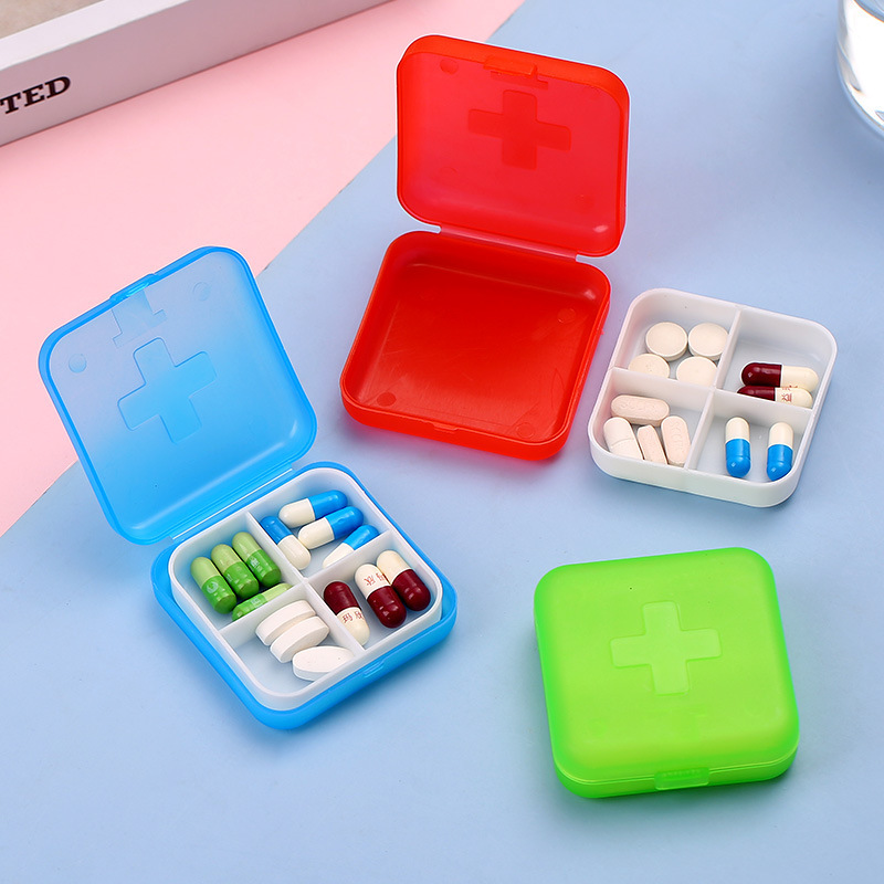 Creative Cross Four-Compartment Pill Box, Convenient Travel Mini Plastic Small Pill Box, Pill Storage Box