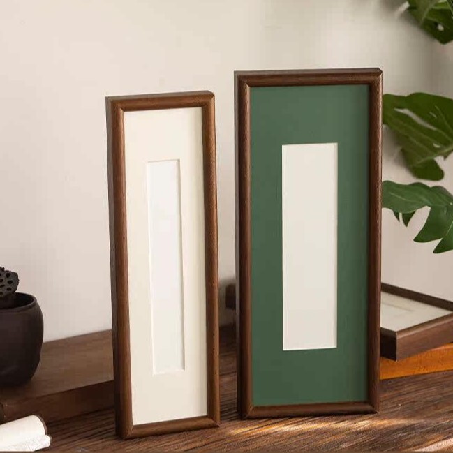 Solid Wood Calligraphy Picture Frame with a High-End Feel, Wall-Mounted Long Strip Art Frame, Custom Photo Mounting, Empty Frame for Display Solid Wood Calligraphy Picture Frame with a High-End Feel, Wall-Mounted Long Strip Art Frame, Custom Photo Mounting, Empty Frame for Display