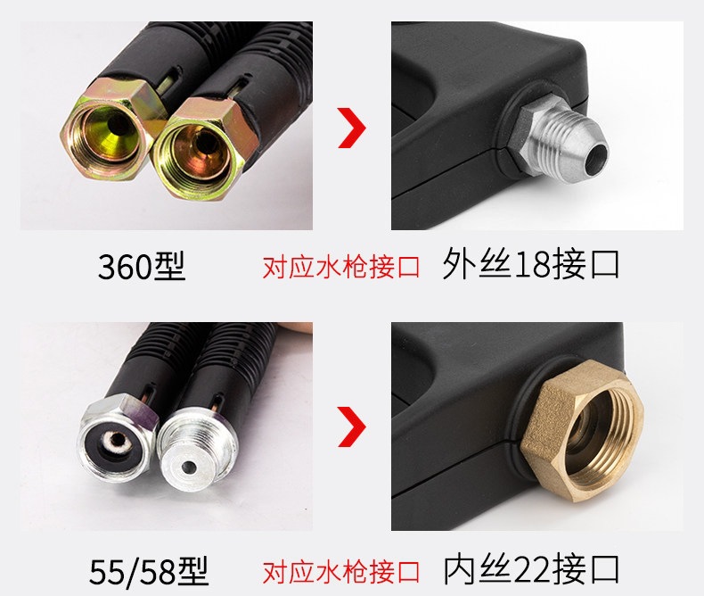 Suitable for car wash shops, specialized high-pressure water gun head, car wash machine gun head, Black Cat powerful cleaning machine quick-connect brush
