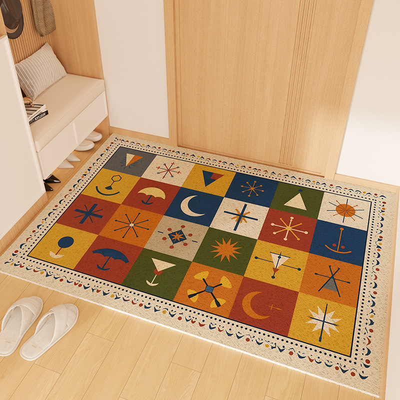 Cartoon Dopamine Entryway Doormat Silk Loop Foot Cuttable Entrance Shoe Changing Area Dust Removal Dirt Wiping Non-Slip_voghion.com