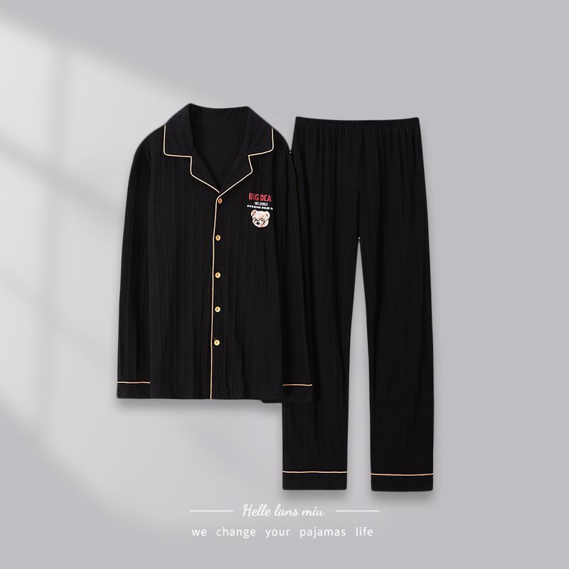 Pijamas de algodón de hombre primavera y otoño 2024 otoño y invierno de manga larga nueva ropa de hombre grande se puede usar fuera