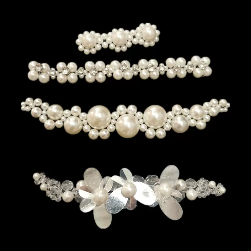 厂家批发手工编织珍珠饰品 头饰发夹配饰DIY服装领花假领材料