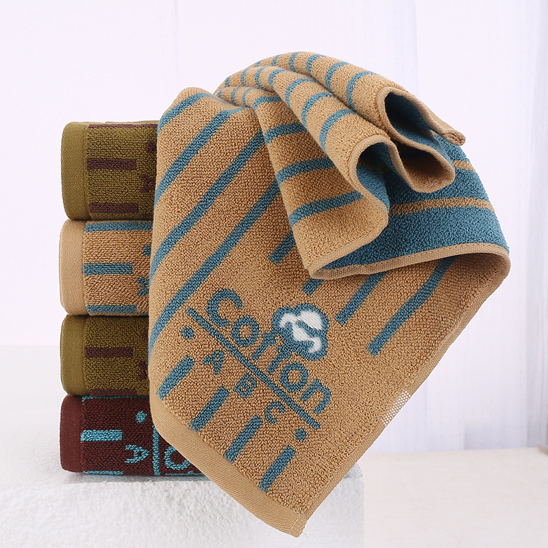 Serviette de visage en coton rayée absorbante pour la salle de bain_voghion.com