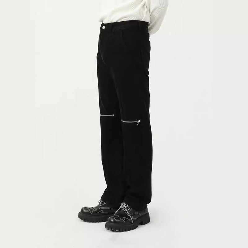 Trendy Brand Black Pants Zipper Pants Ripped Zipper Jeans Niche Trendy Straight Neutral Pants Men's and Women's Pants Trendy Brand Black Pants Zipper Pants Ripped Zipper Jeans Niche Trendy Straight Neutral Pants Men's and Women's Pants