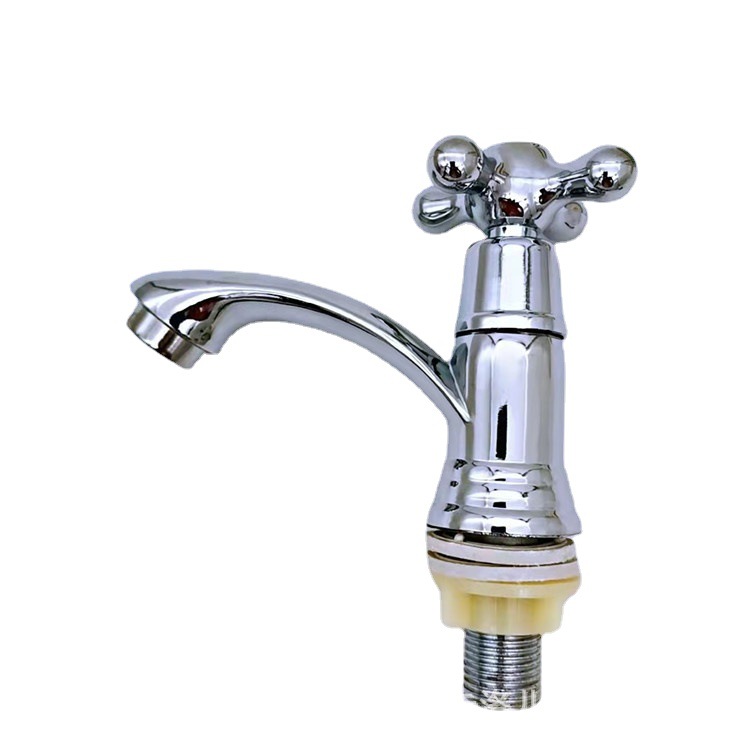 Grifo de agua fría para lavabo de aleación de zinc, galvanizado, núcleo de válvula de cobre