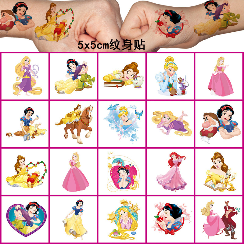 New tattoo stickers Amazon cartoon princess tattoo stickers water transfer stickers children's birthday party gift
