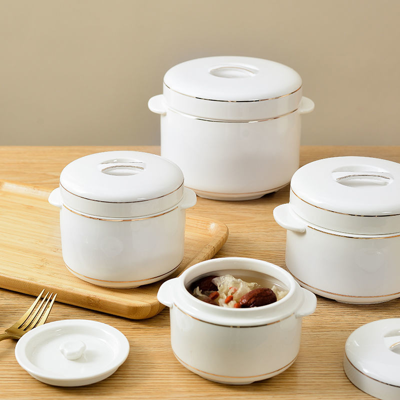 矮胖炖盅陶瓷隔水炖盅蒸蛋炖罐带盖双盖汤盅家用燕窝大小内胆蒸盅